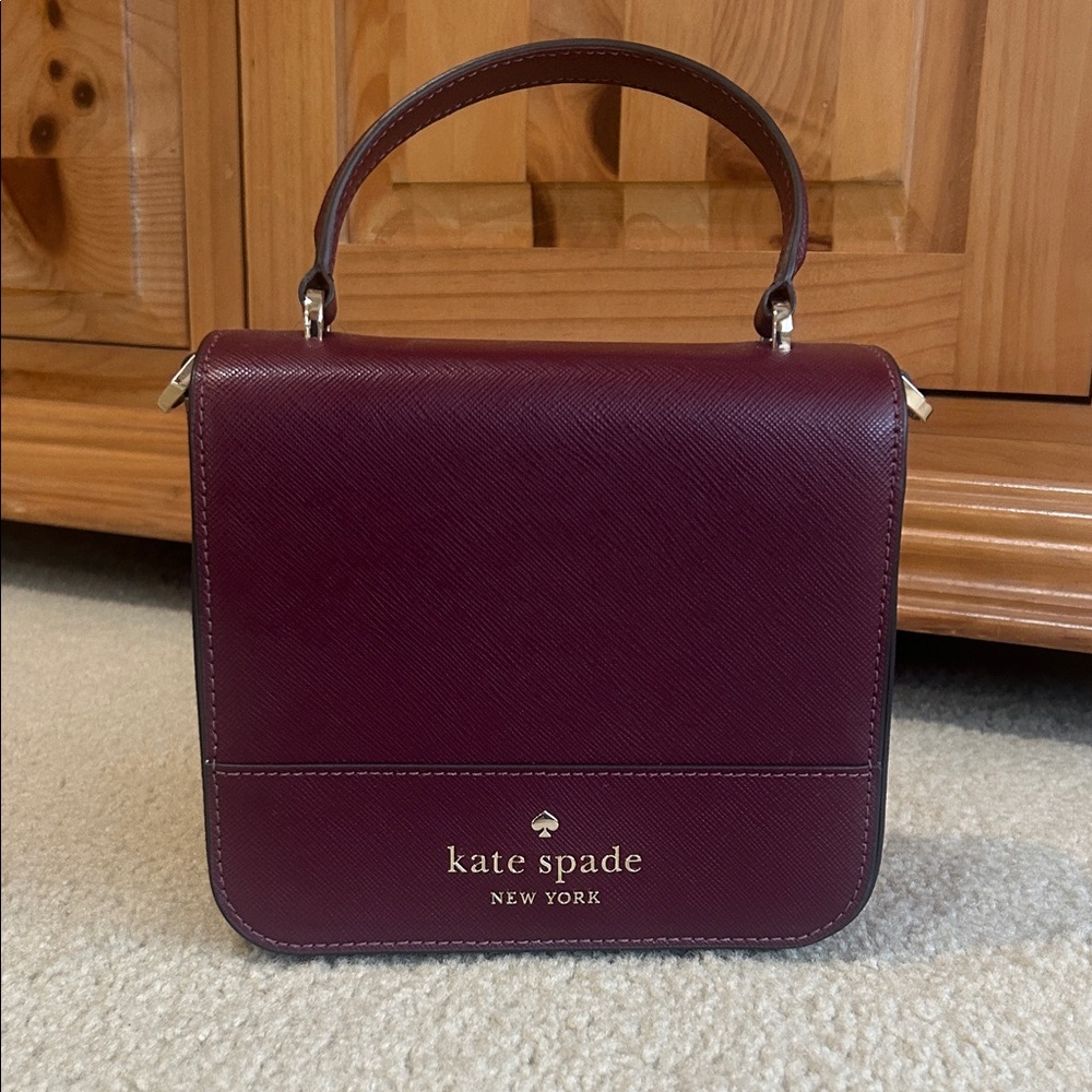 Kate Spade Square CB Soffiano leather bag.  Deep berry color.  NWT